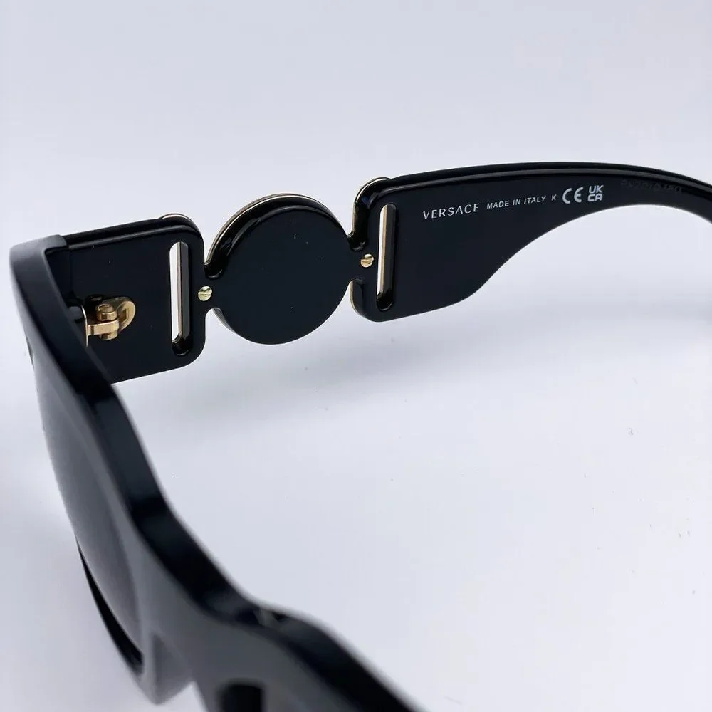 NEW Versace VE4361 GB1/87 Unisex Medusa Biggie Black Grey Oval Unisex Sunglasses